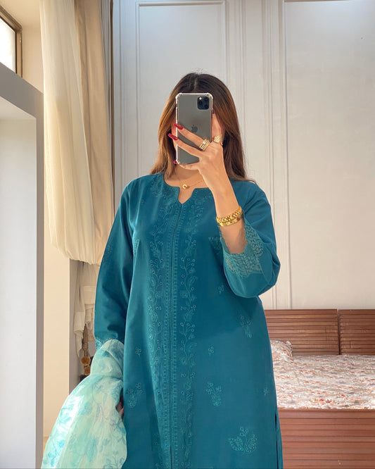 Deep Zink Embroidered 3PC Stich Suite | HU 24