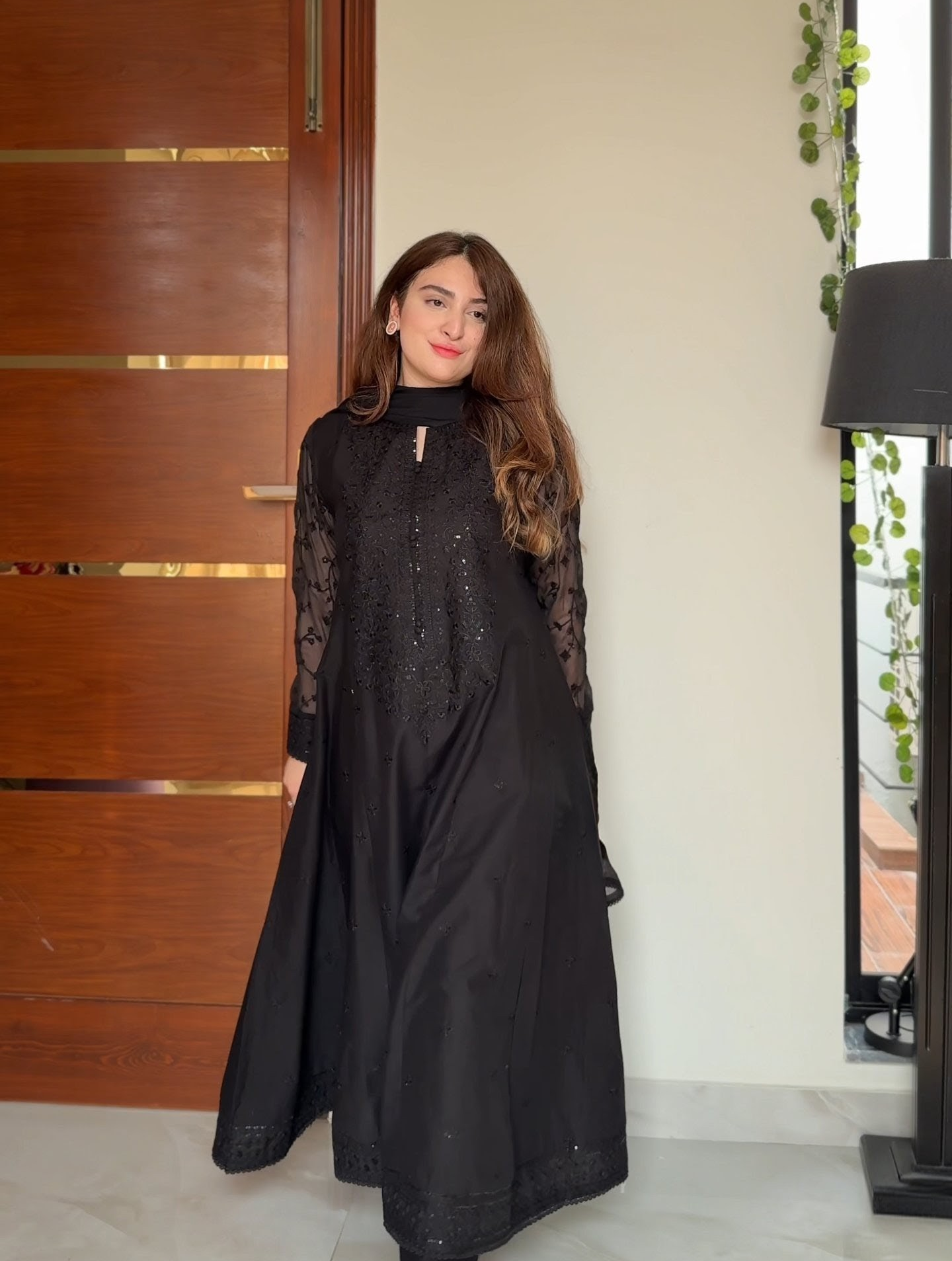 Black Embroidered Luxury Lawn 3pc & 2pc Suit | HU 35