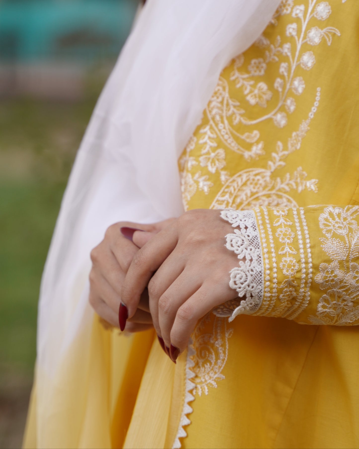 Sunshine Yellow Embroidered Frock Only 3 PC | HU 32