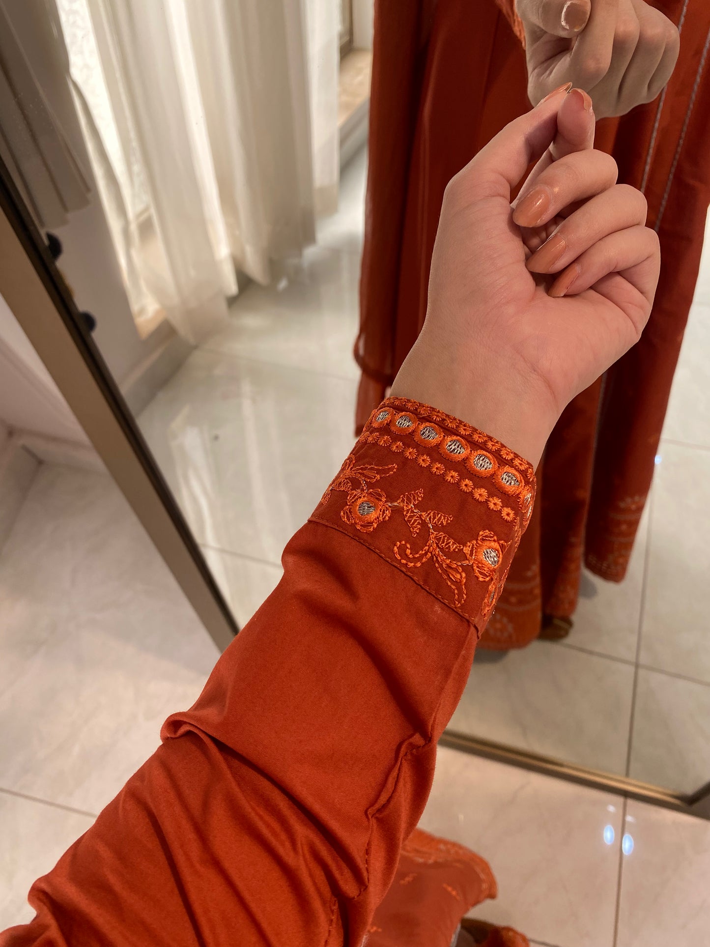 Amber Glow Rust Embroidered Luxury Lawn 2pc & 3pc Frock| HU 38