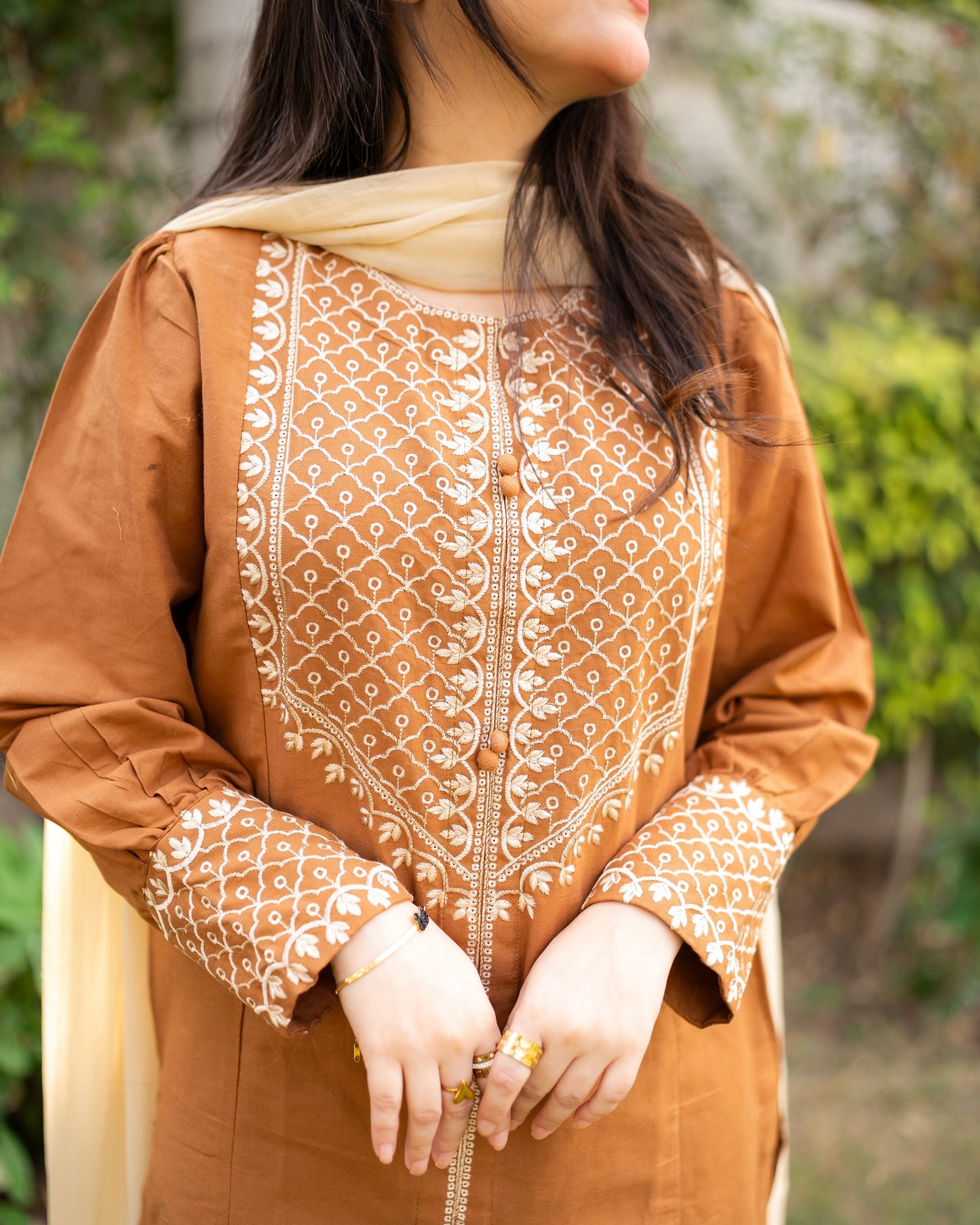 Classic Brown Khaddar 3pc & 2pc Suit | HU 27