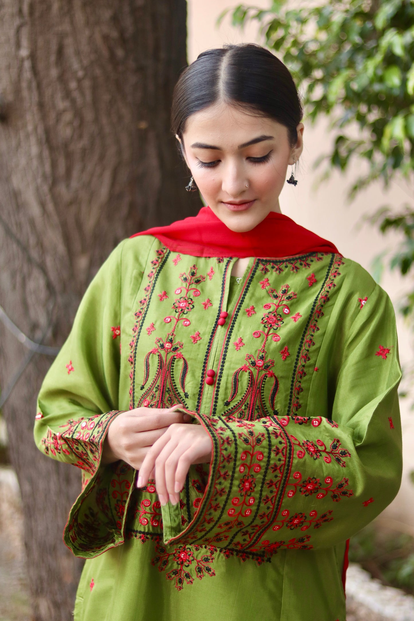 Emerald Mehndi silk 2pc & 3pc | HU31